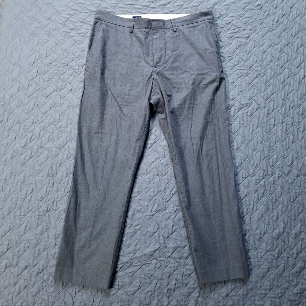 J.Crew Bedford Dress Pants Mens 36x30 Gray Flat Front Straight Casual Dark Wash